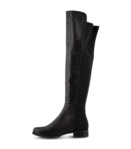 Tony Bianco Panache Black Luxe/Black Micro Stretch 3cm Knee High Boots Black | FSGHY23153