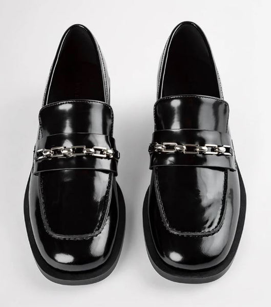 Tony Bianco Rebecca Black Hi Shine 2.5cm Loafers Black | GSGEC64975