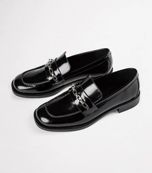 Tony Bianco Rebecca Black Hi Shine 2.5cm Loafers Black | GSGEC64975