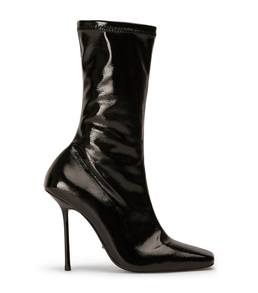 Tony Bianco Remie Black Crinkle Patent 10.5cm Heeled Boots Black | SGJVR35928