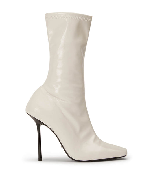 Tony Bianco Remie Ecru Crinkle Patent 10.5cm Ankle Boots White | SGJZR56132