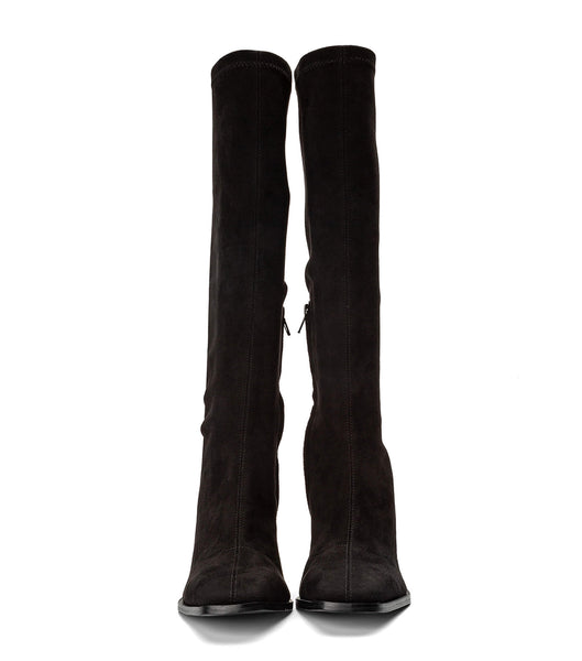 Tony Bianco Renae Black Stretch Suede 8.5cm Mid Calf Boots Black | ASGDF11810