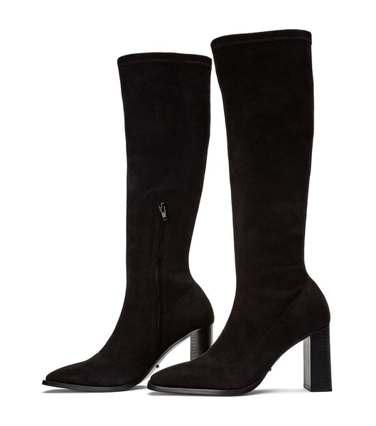 Tony Bianco Renae Black Stretch Suede 8.5cm Heeled Boots Black | ESGHC52169