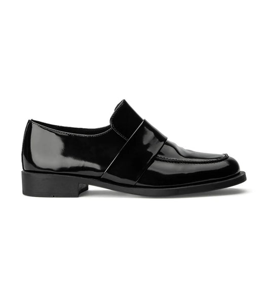 Tony Bianco Rovin Black Hi Shine 2.5cm Loafers Black | ASGDF67563