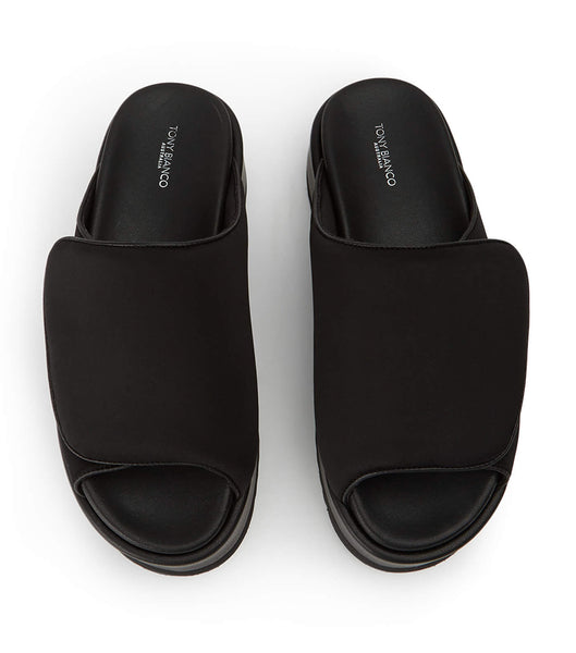 Tony Bianco Roxana Black Scuba 6cm Slides Black | SGEGJ17887