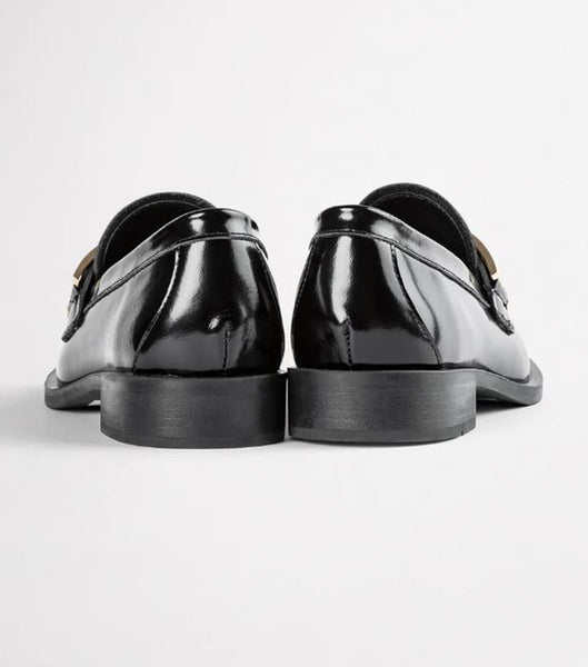 Tony Bianco Ruiz Black Hi Shine 2.5cm Loafers Black | SGDYB53035