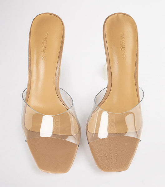 Tony Bianco Serri Clear Vinylite/Skin Nappa 10.5cm Bling Heels Skin Color | BSGSO17730