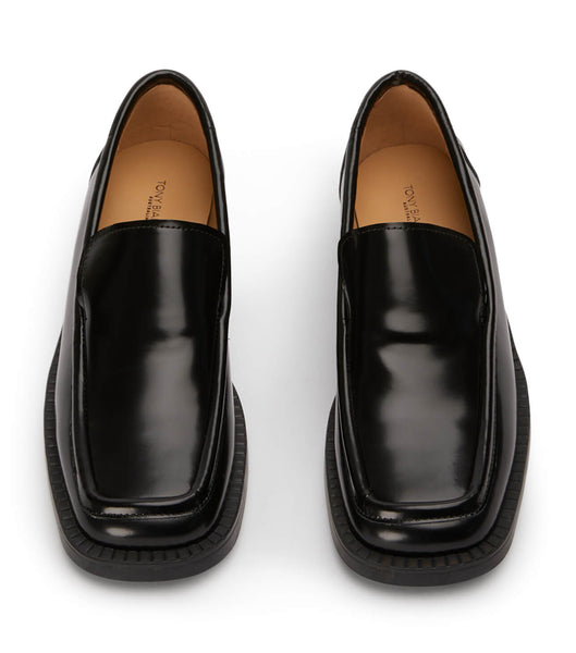 Tony Bianco Teddy Black Hi Shine 4cm Loafers Black | PSGQX65247