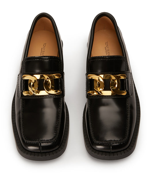 Tony Bianco Tia Black Hi Shine 4cm Loafers Black | SGEAH15525