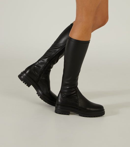 Tony Bianco Waze Black Venice/Black Venezia 4.5cm Knee High Boots Black | LSGTR10048