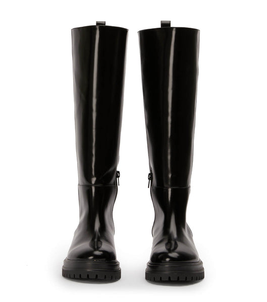 Tony Bianco Welly Black Hi Shine 4.5cm Knee High Boots Black | YSGGT98569