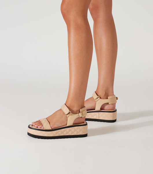 Tony Bianco Zahara Beech Nappa 6cm Flat Sandals Beige | SGJKU48861