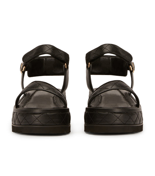 Tony Bianco Zahara Black Nappa 6cm Flat Sandals Black | SGCVG99157