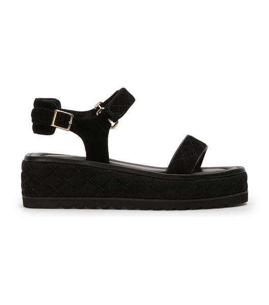 Tony Bianco Zahara Black Suede 6cm Flat Sandals Black | SGQAV69530