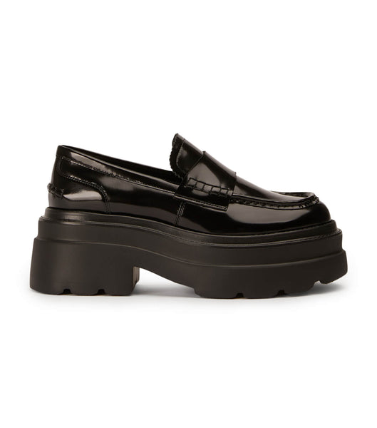 Tony Bianco Zomp Black Hi Shine 7.5cm Loafers Black | PSGQX83406