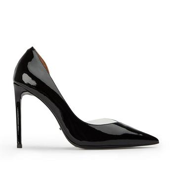 Tony Bianco Adore Black Patent/Clear Vinylite 10.5cm Stiletto Heels Black | SSGNY85997