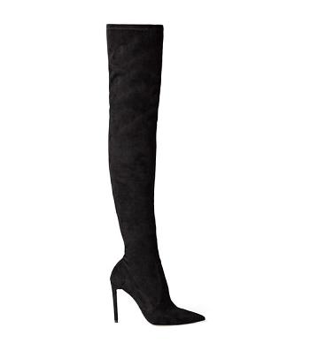 Tony Bianco Avah Black Stretch Suede 10.5cm Heeled Boots Black | ASGDF87051