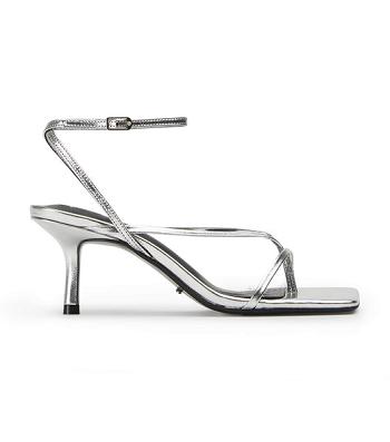 Tony Bianco Avi Silver Foil 6.5cm Low Heels Silver | QSGUV94369