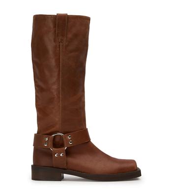 Tony Bianco Biker Cognac 3.5cm Combat Boots Brown | PSGQX23616