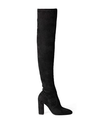 Tony Bianco Bloom Black Stretch Suede 9.5cm Heeled Boots Black | MSGFT63303