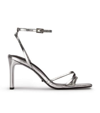 Tony Bianco Corso Silver Foil 8.5cm Block Heels Silver | SSGNY35551