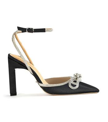 Tony Bianco Elsie Black Satin 10.5cm Bling Heels Black | SGDYB75890