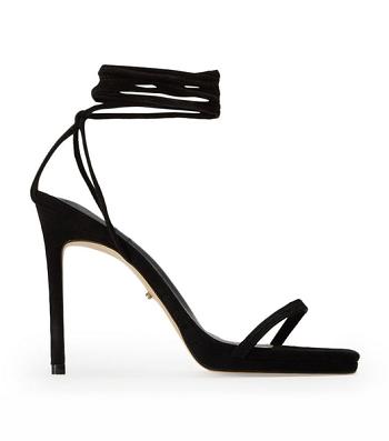 Tony Bianco Fleur Black Suede 11cm Strappy Heels Black | BSGSD29761