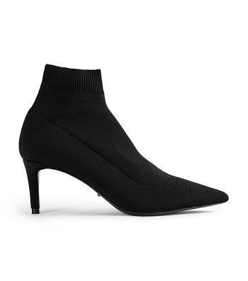 Tony Bianco Gwen Black Sock Knit 6.5cm Ankle Boots Black | GSGEC44414