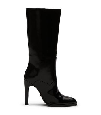 Tony Bianco Hadley Black Hi Shine 10.5cm Heeled Boots Black | MSGHR98106