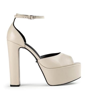 Tony Bianco Jayze Vanilla Nappa 14cm Block Heels Light Yellow | SGJVR86163