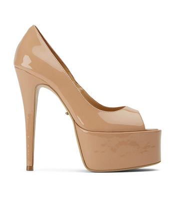 Tony Bianco Jolee Nude Patent 15cm Platform Shoes Beige | ASGWC50405