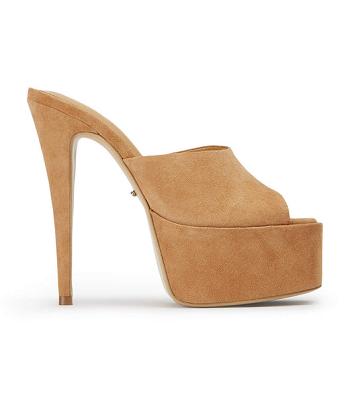 Tony Bianco Jordyn Butterscotch Suede 15cm Stiletto Heels Brown | SGJKU38608