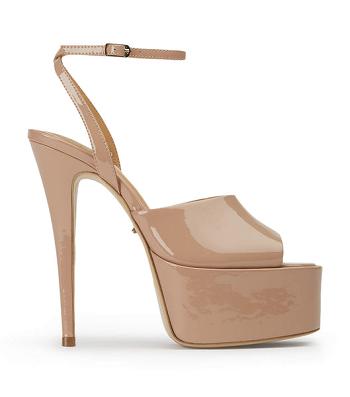 Tony Bianco Journey Coco Patent 15cm Stiletto Heels Beige | ASGDF41663