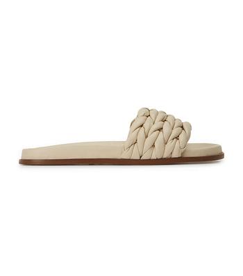 Tony Bianco Layton Vanilla Nappa Flat Sandals Light Yellow | SGQAV90671