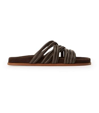 Tony Bianco Loki Chocolate Nappa Flat Sandals Chocolate | GSGUC18039