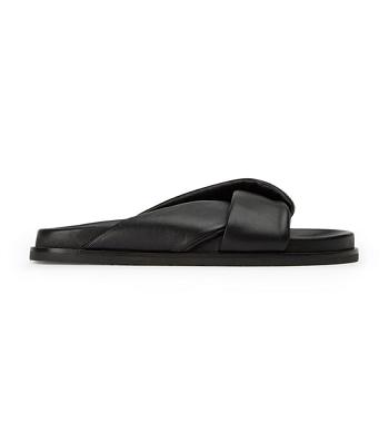 Tony Bianco Lora Black Nappa 1.5cm Slides Black | TSGPQ40752