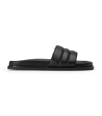 Tony Bianco Lucas Black Nappa 1.5cm Flat Sandals Black | TSGWZ93672