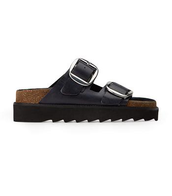 Tony Bianco Marty Black Wax Flat Sandals Black | BSGSO52209