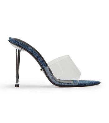 Tony Bianco Mylo Clear Vinylite/Blue Denim 10.5cm Event Heels Blue | ESGVG50421