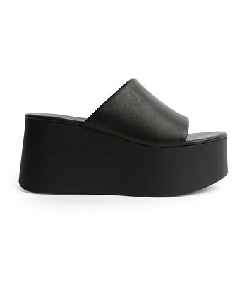 Tony Bianco Tegan Black Sheep Nappa 9.5cm Wedges Black | MSGFT99259