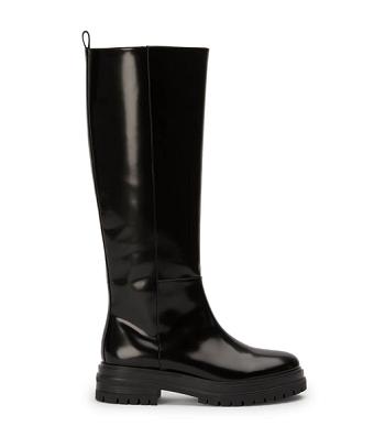 Tony Bianco Welly Black Hi Shine 4.5cm Knee High Boots Black | YSGGT98569